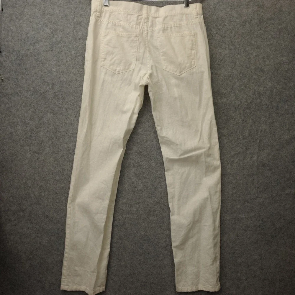 PERRY ELLIS Linen Pants Mens 30x32 White Slim Fit Tapered Trouser Summer Light